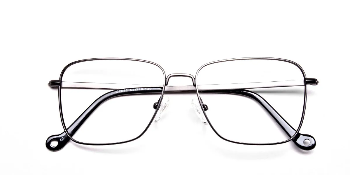 Prescription Square glasses in Gunmetal metal for unisex