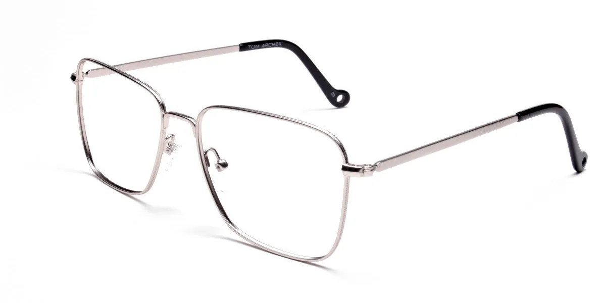 Silver Rectangular Glasses, Eyeglasses -2 Silver Rectangular Glasses, Eyeglasses -2