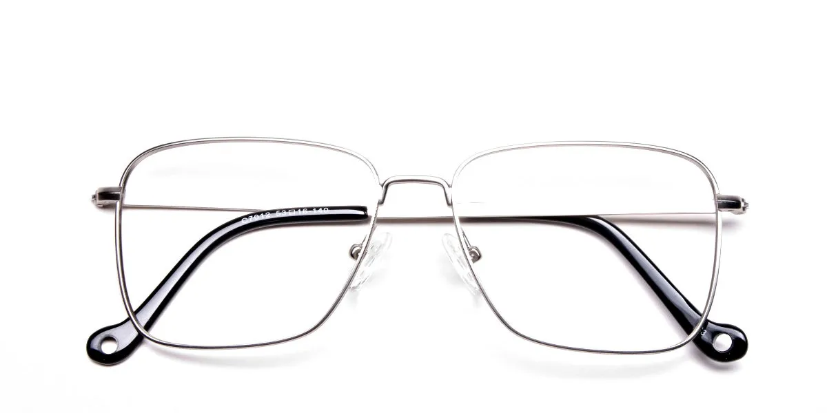 Silver Rectangular Glasses, Eyeglasses -2