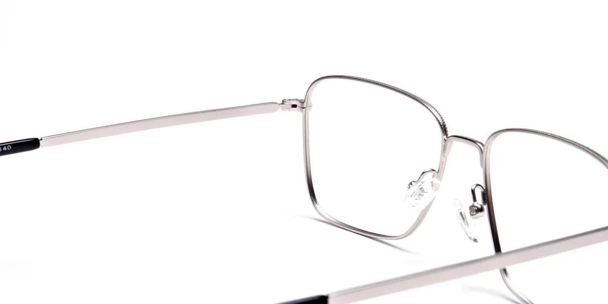 Silver Rectangular Glasses, Eyeglasses -2