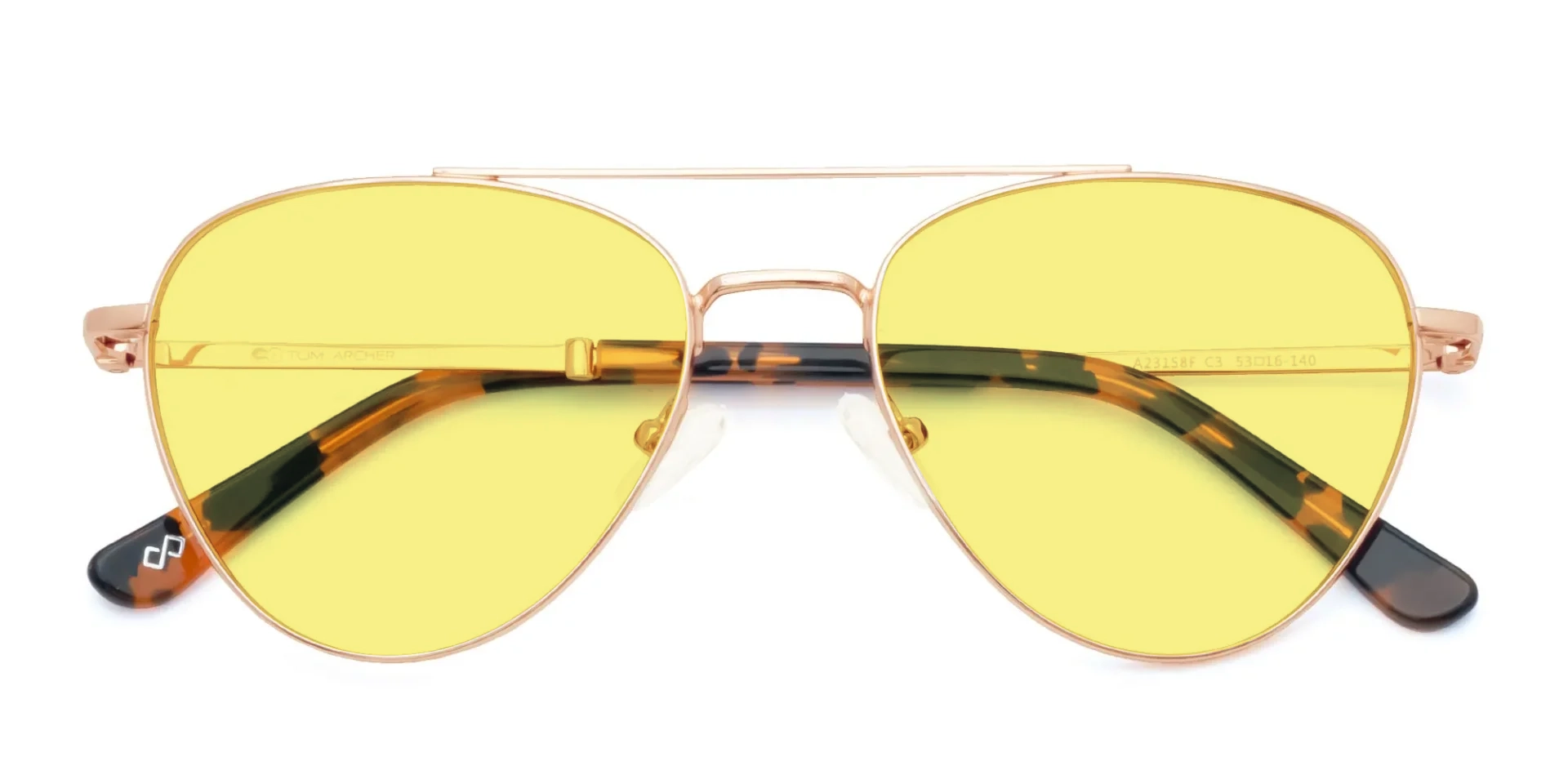 Pilot Double-Bridge Yellow Tint Glasses-6