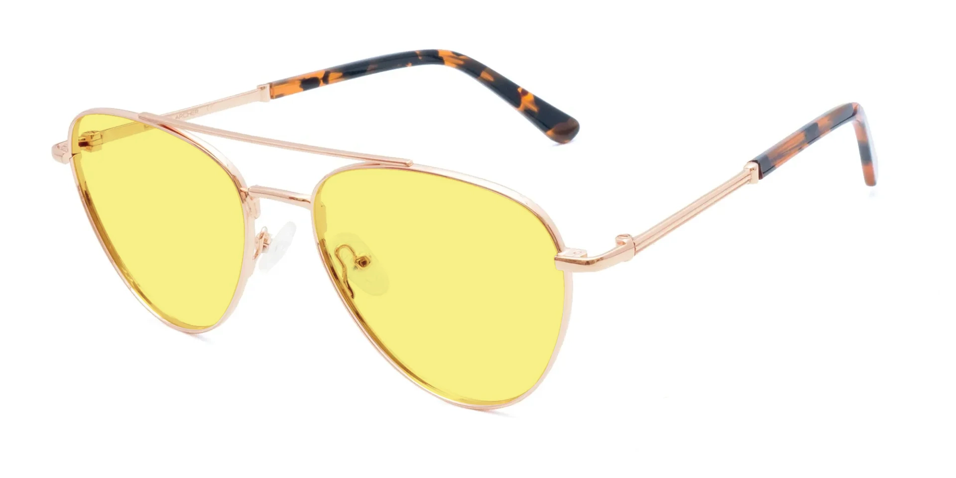 Pilot Double-Bridge Yellow Tint Glasses-3 Pilot Double-Bridge Yellow Tint Glasses-3