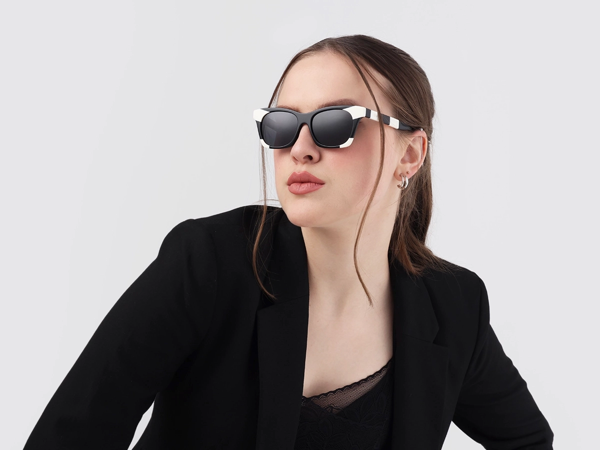 Black & White Square Cat Eye Sunglasses 52