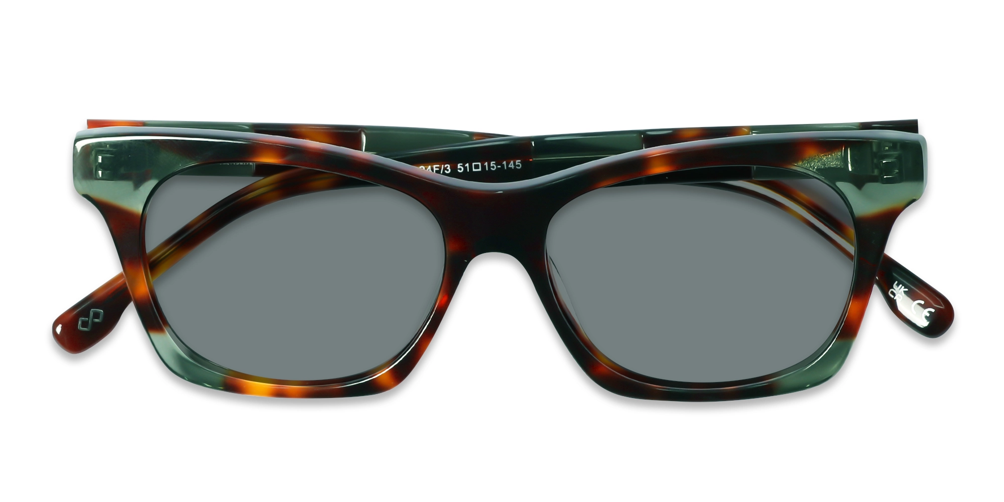 Crystal Tortoise & Green Square Cat-Eye Sunglasses 6