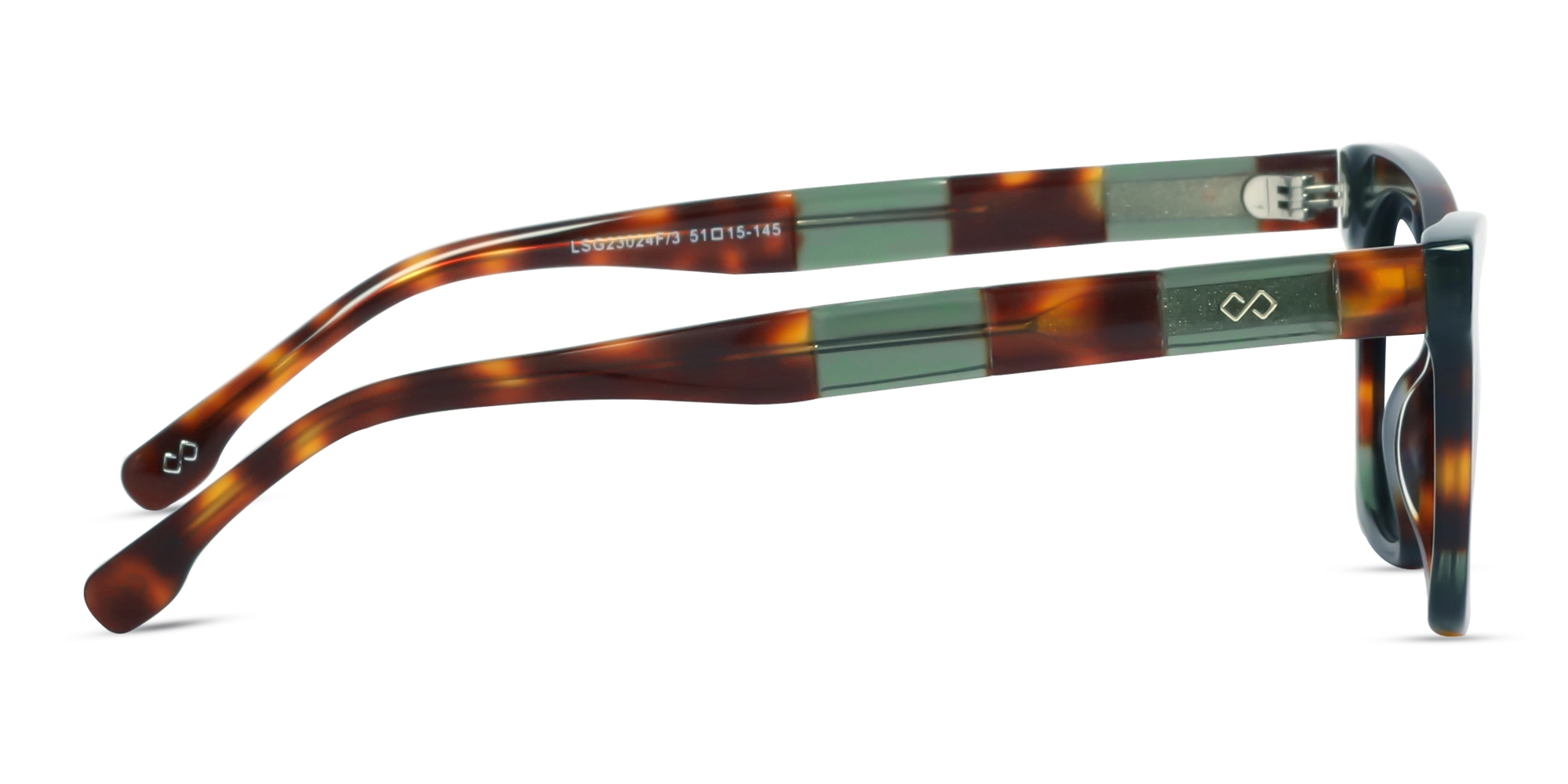 Crystal Tortoise & Green Square Cat-Eye Sunglasses 4