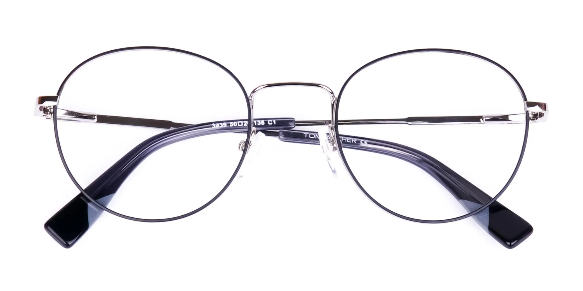 Stylish Black Silver Round Glasses-2