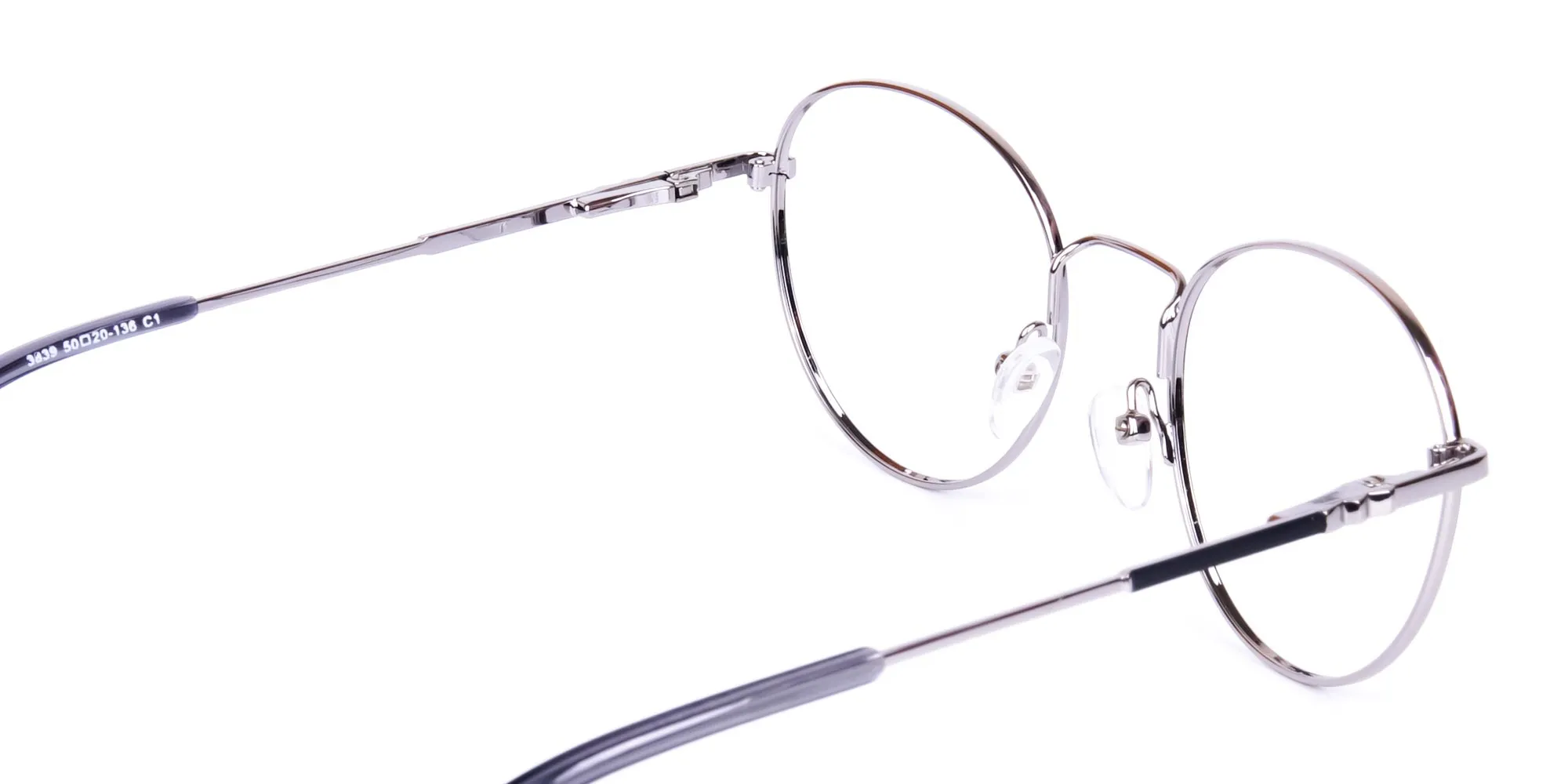 Stylish Black Silver Round Glasses-2