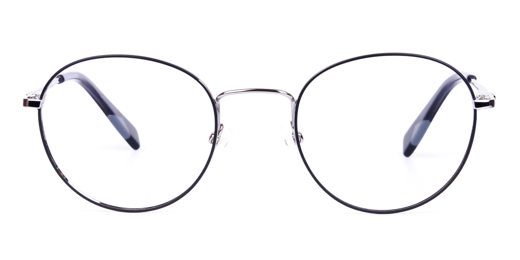 Stylish Black Silver Round Glasses-2