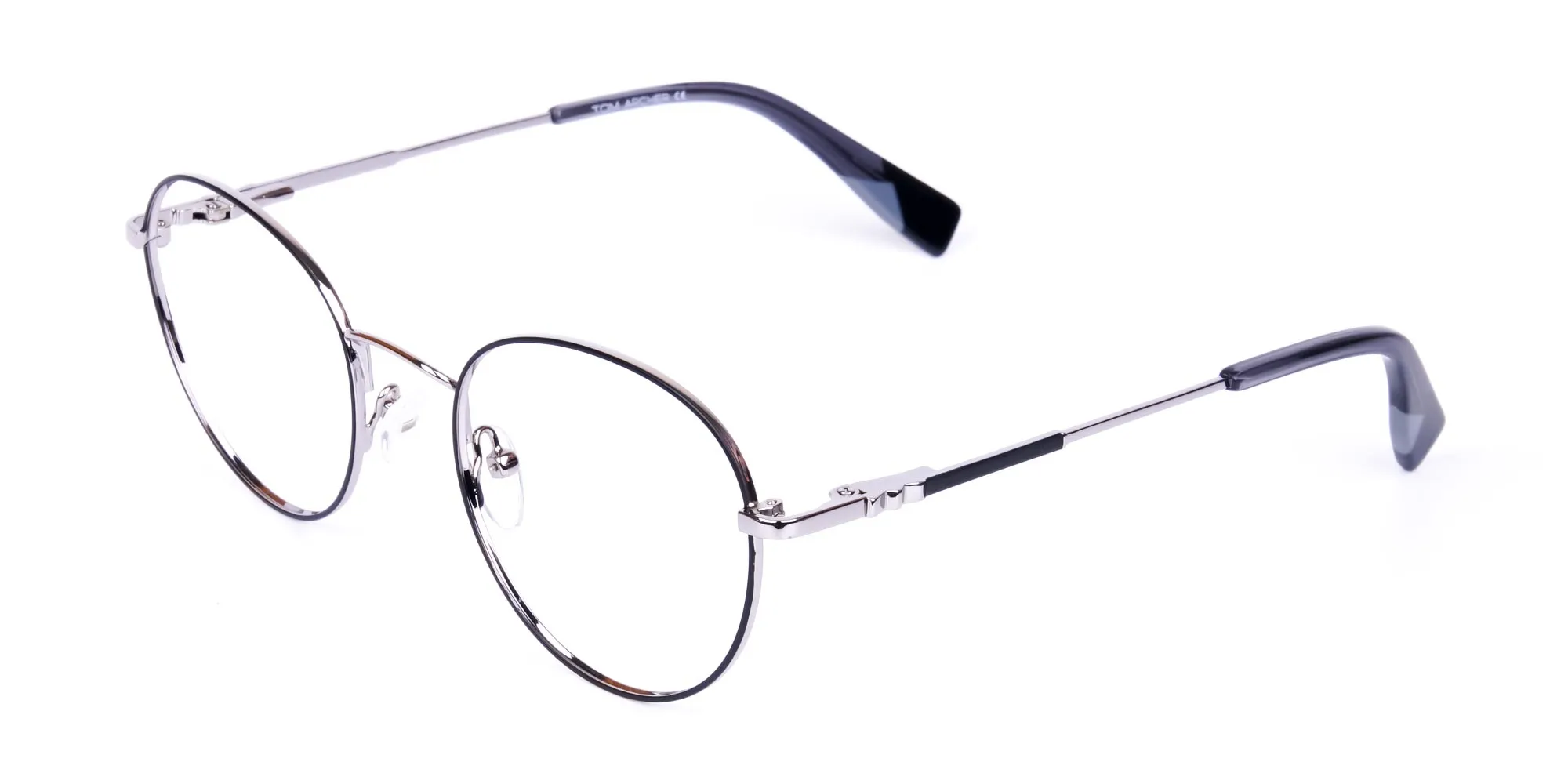 Stylish Black Silver Round Glasses-2