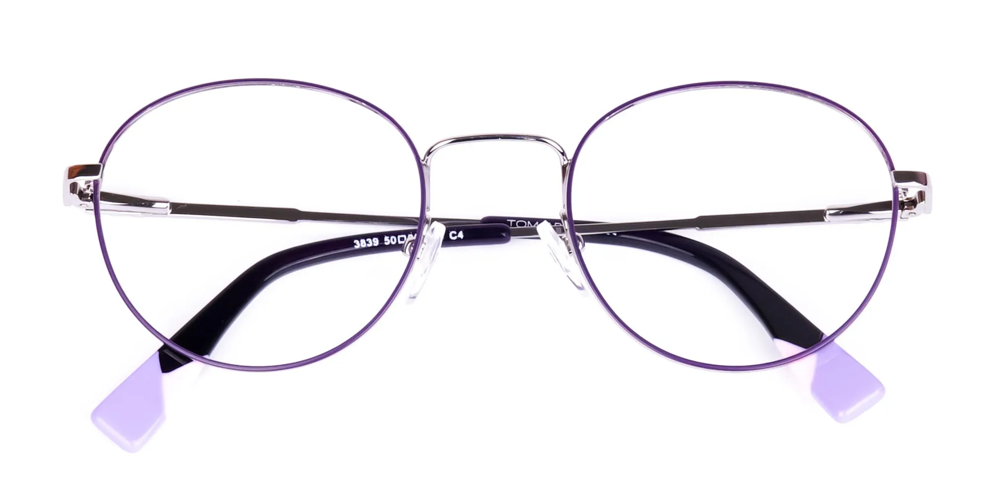 Stylish Dark Purple and Silver Round Glasses-2