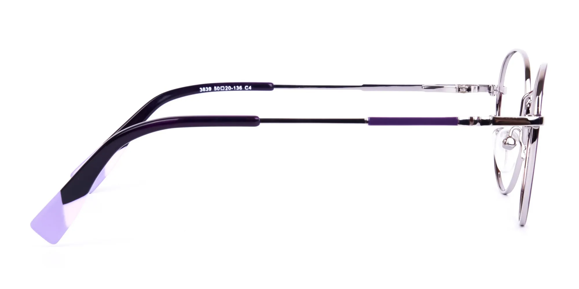 Stylish Dark Purple and Silver Round Glasses-2