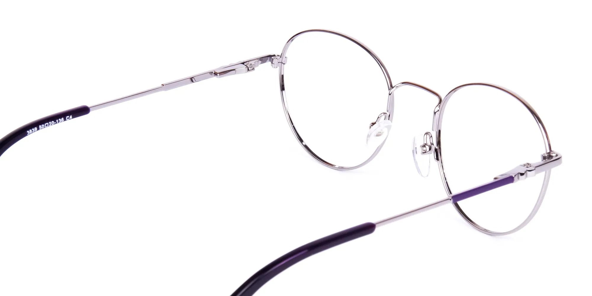 Stylish Dark Purple and Silver Round Glasses-2