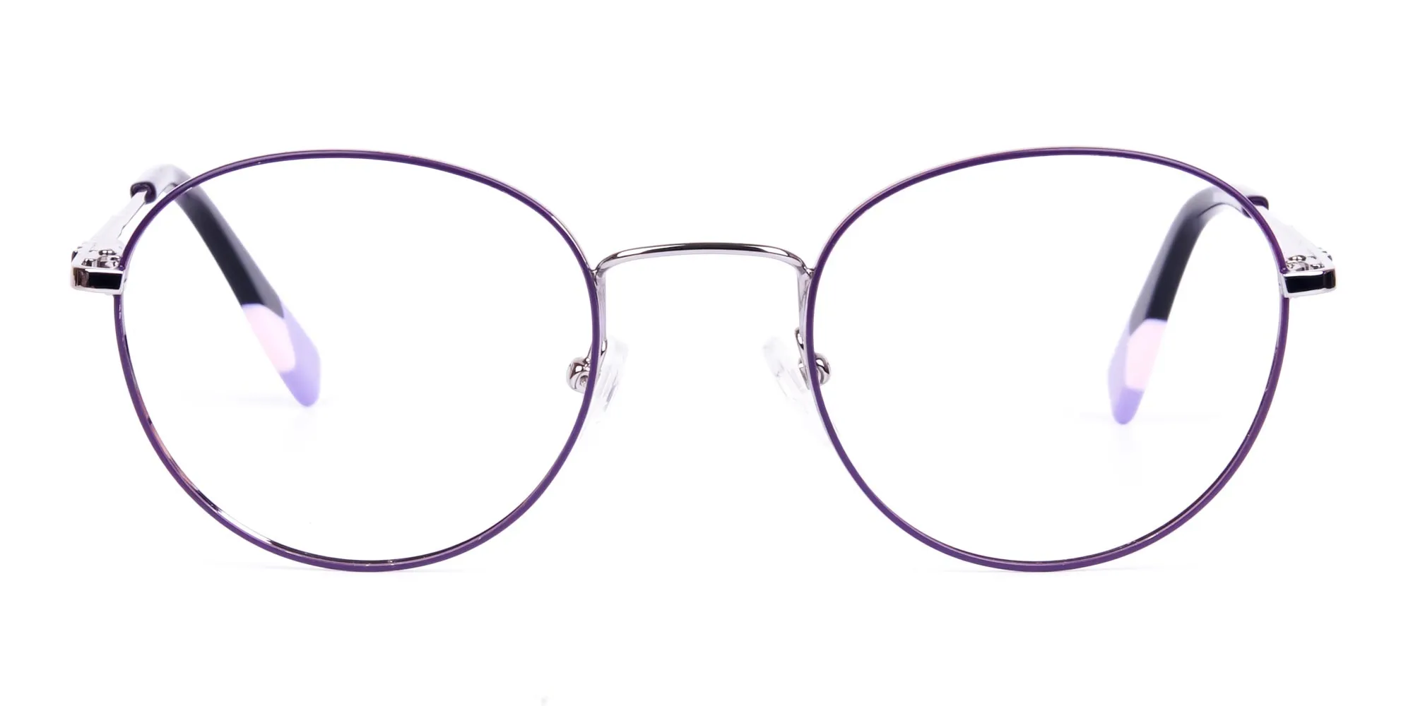 A3839F/4 - Stylish Dark Purple & Silver Round Glasses