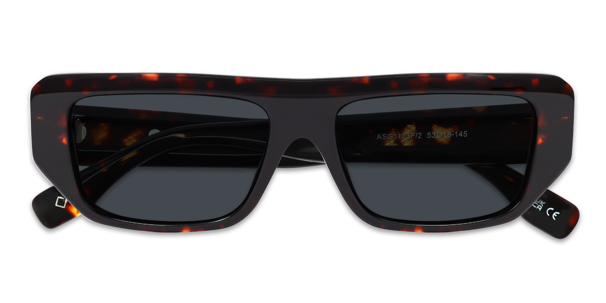 Dark Tortoise Rectangle Full Rim Sunglasses 6