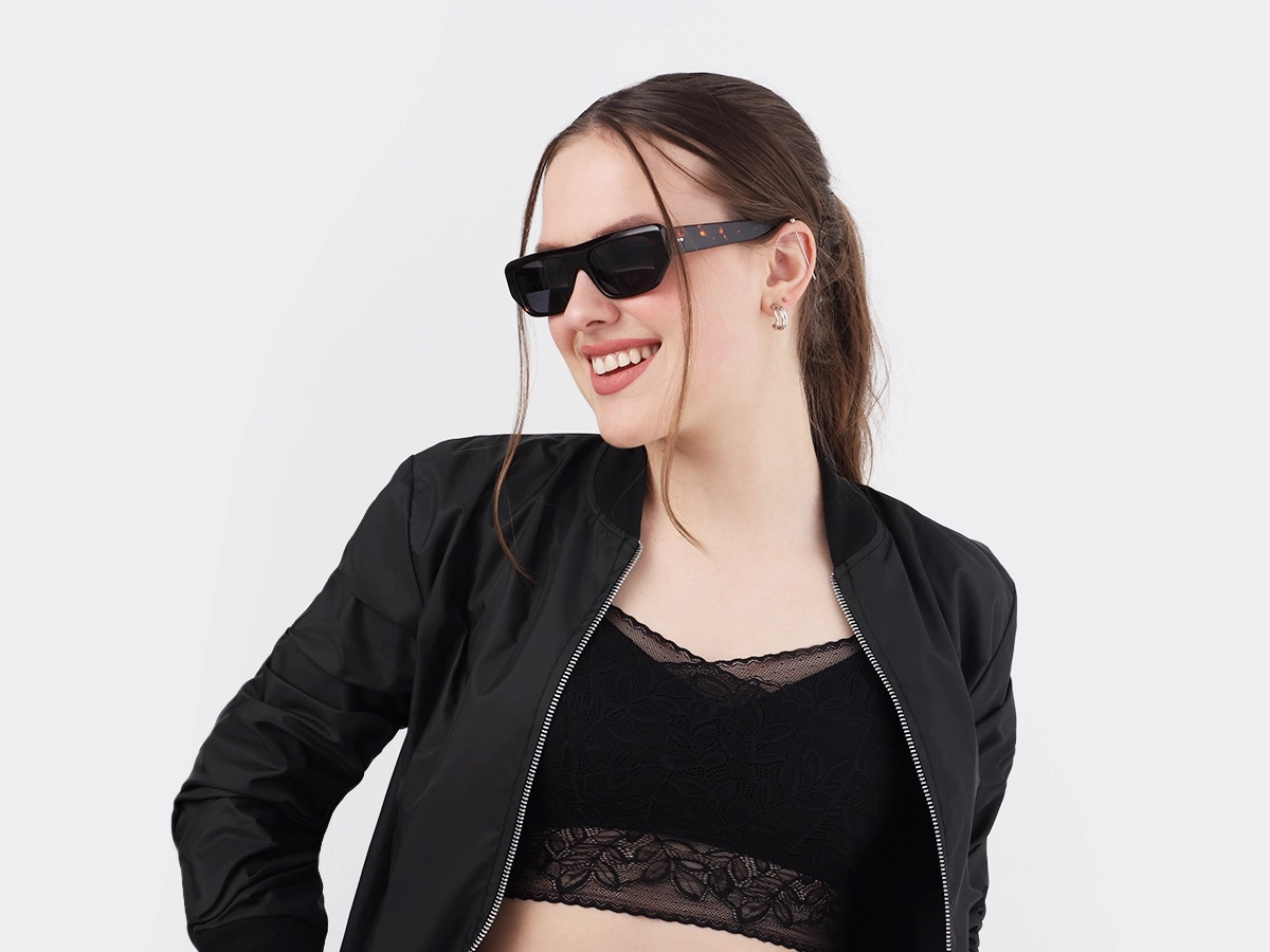 Dark Tortoise Rectangle Full Rim Sunglasses 52