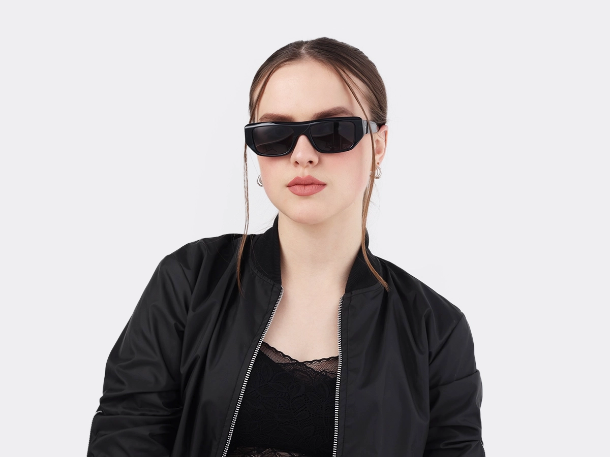 Dark Azure Rectangle Flat Top Sunglasses 51