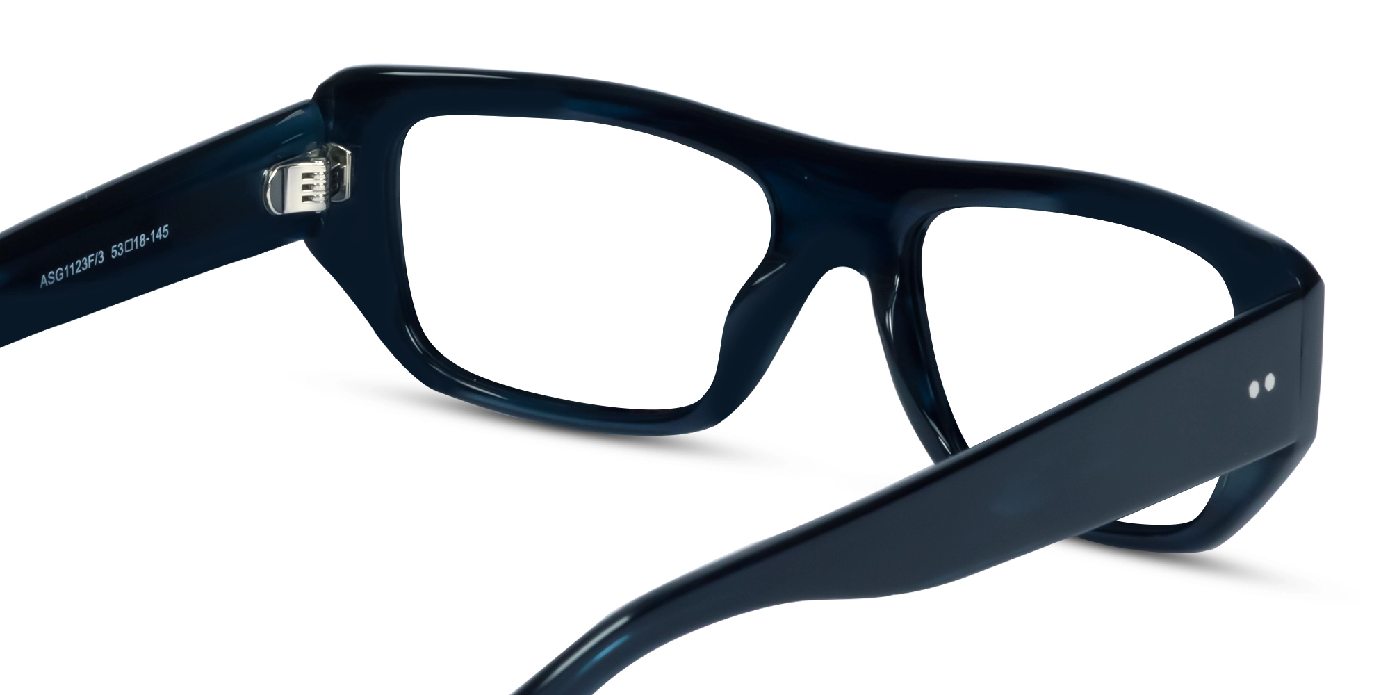 Dark Azure Flat Top Rectangle Glasses