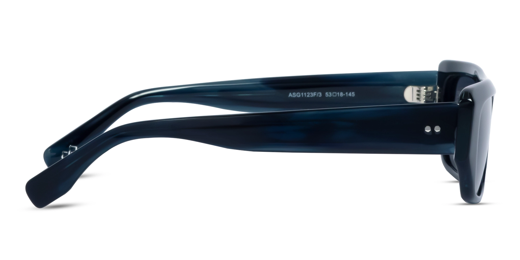 Dark Azure Rectangle Flat Top Sunglasses 4