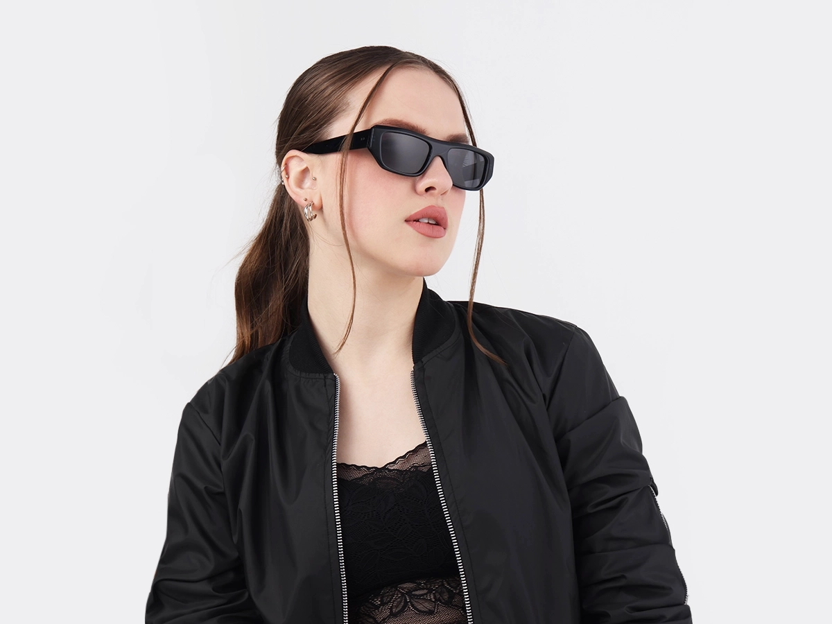 Dark Azure Rectangle Flat Top Sunglasses 53