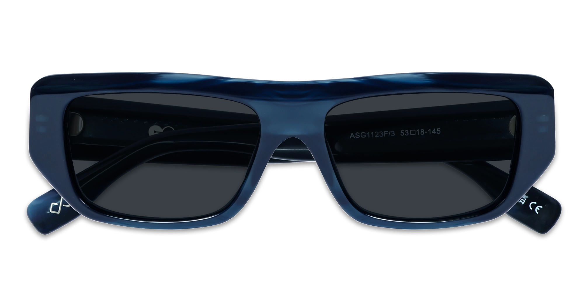 Dark Azure Rectangle Flat Top Sunglasses 6