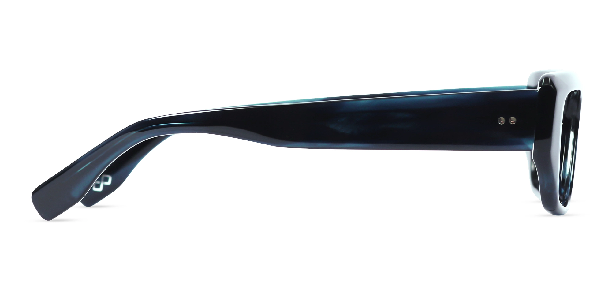Dark Azure Flat Top Rectangle Glasses