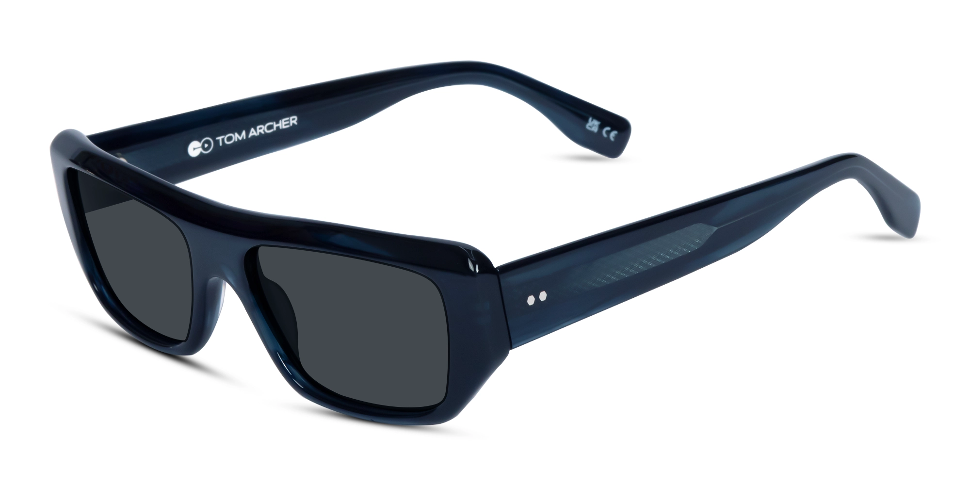 Dark Azure Rectangle Flat Top Sunglasses 3