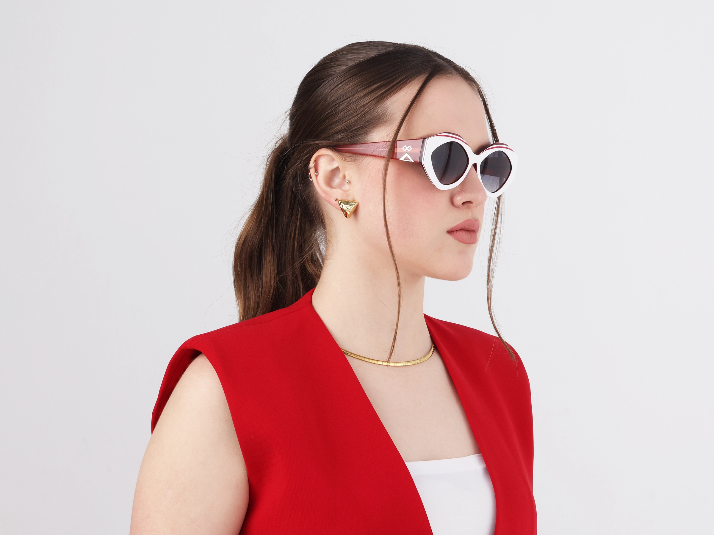 Geometric Cat-Eye Grey Gradient Tint Sunglasses-52