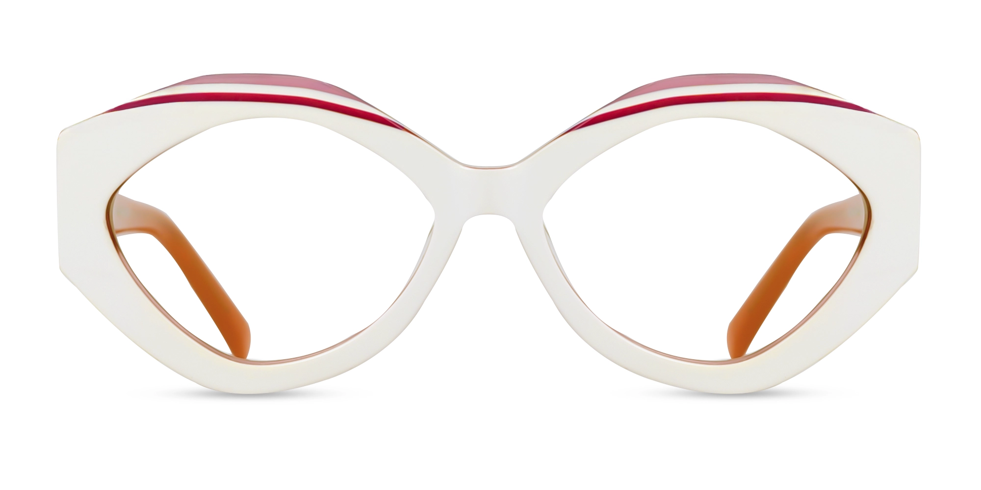 White & Rouge Pink Geometric Glasses
