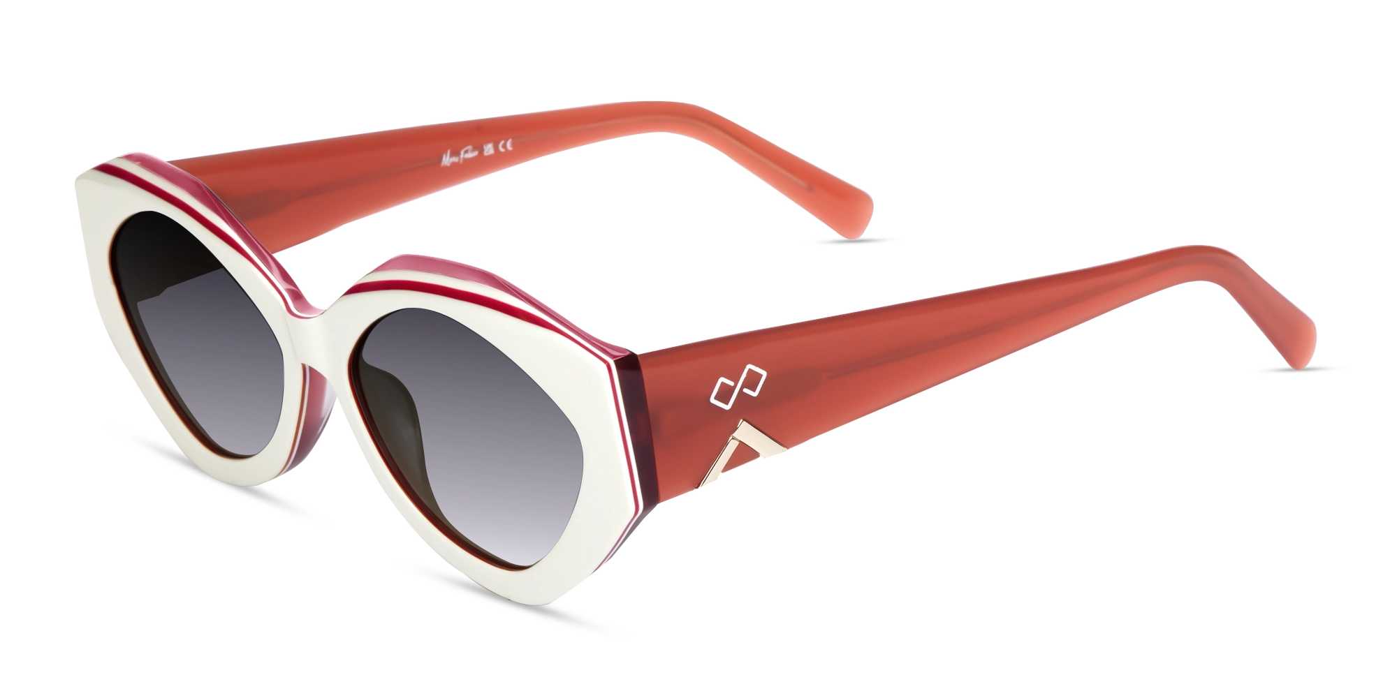 Geometric Cat-Eye Grey Gradient Tint Sunglasses-3