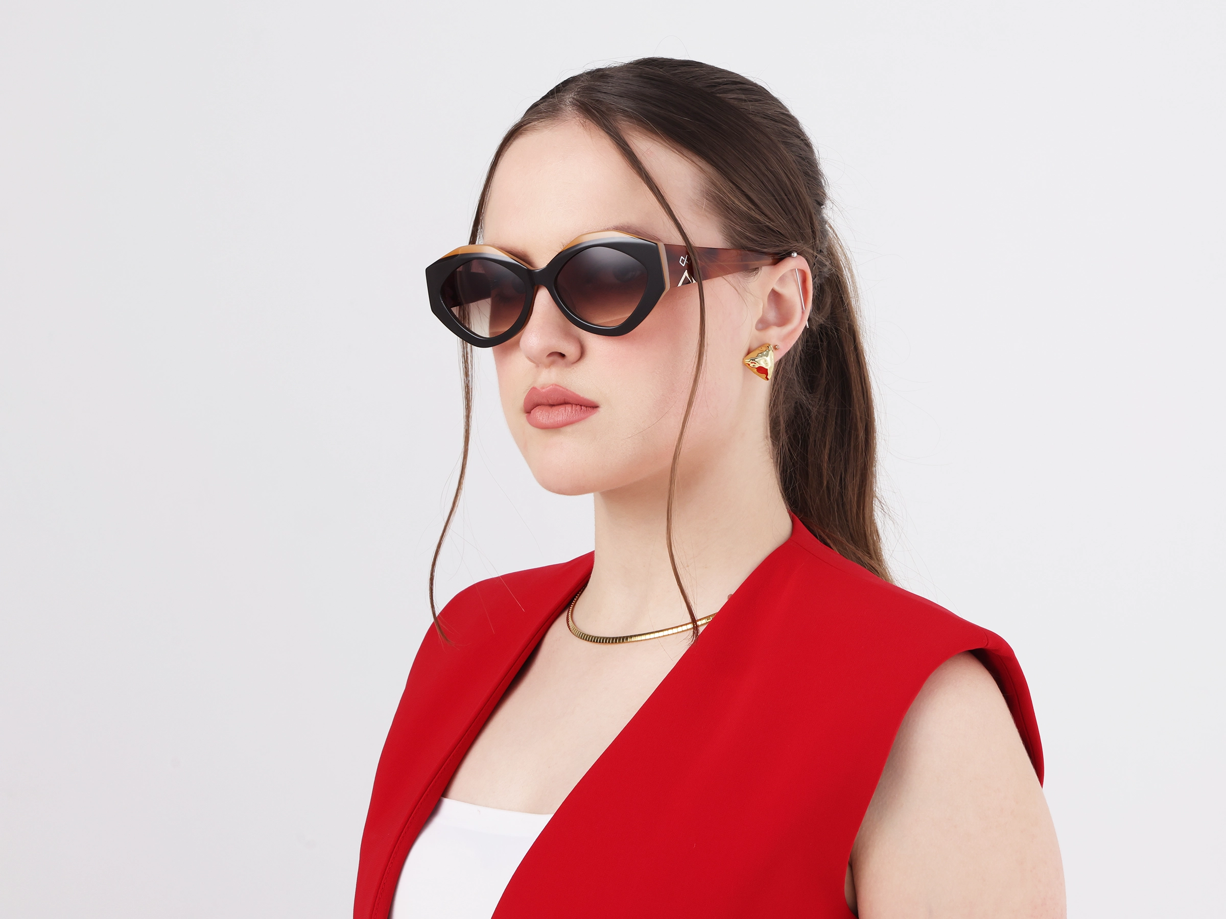 Large Cat-Eye Brown Gradient Tint Sunglasses-53