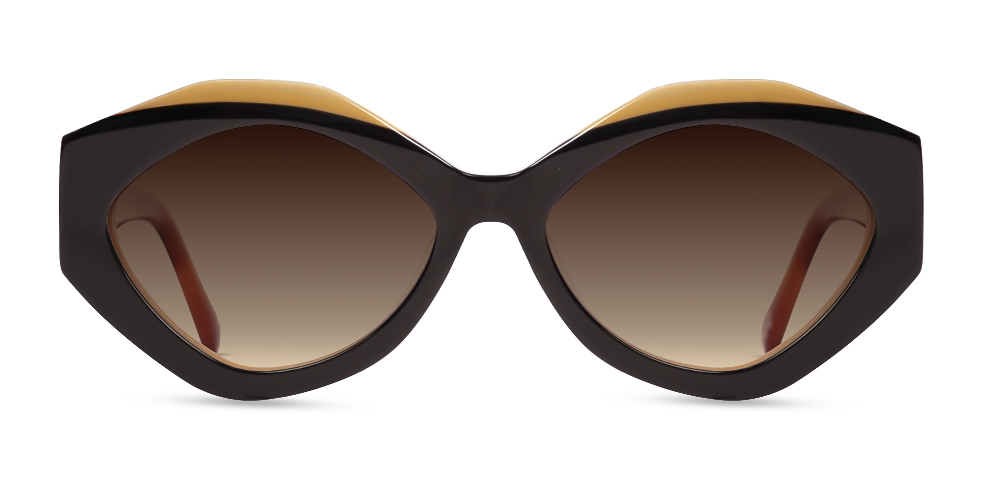 Large Cat-Eye Brown Gradient Tint Sunglasses-1