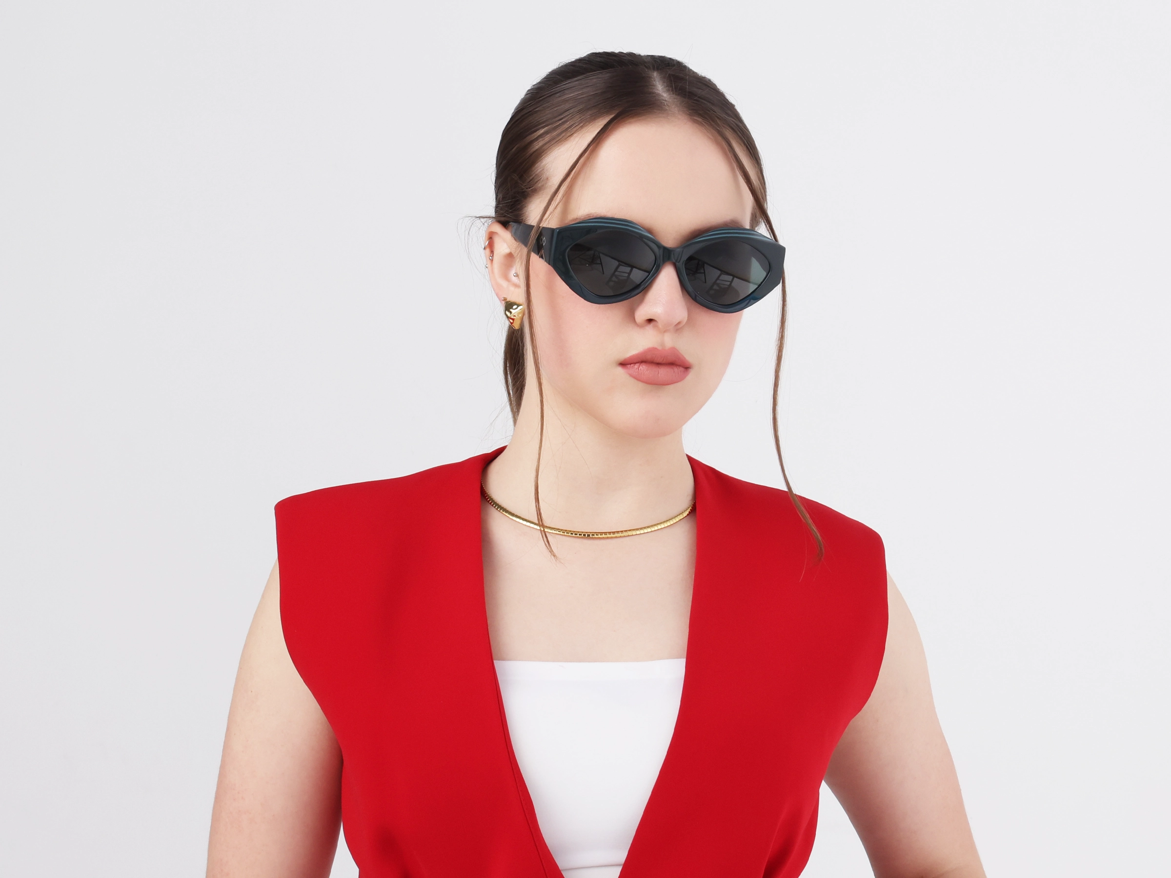 Cat-Eye Frame With Green Tint Sunglasses-53