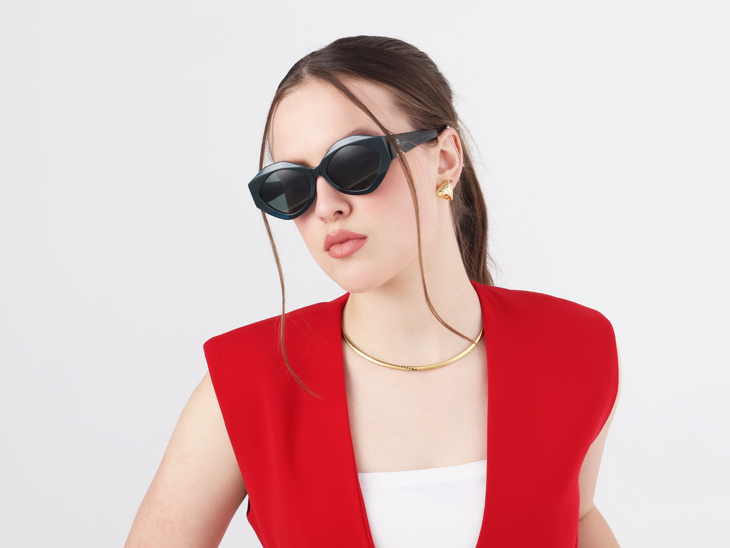Cat-Eye Frame With Green Tint Sunglasses-52