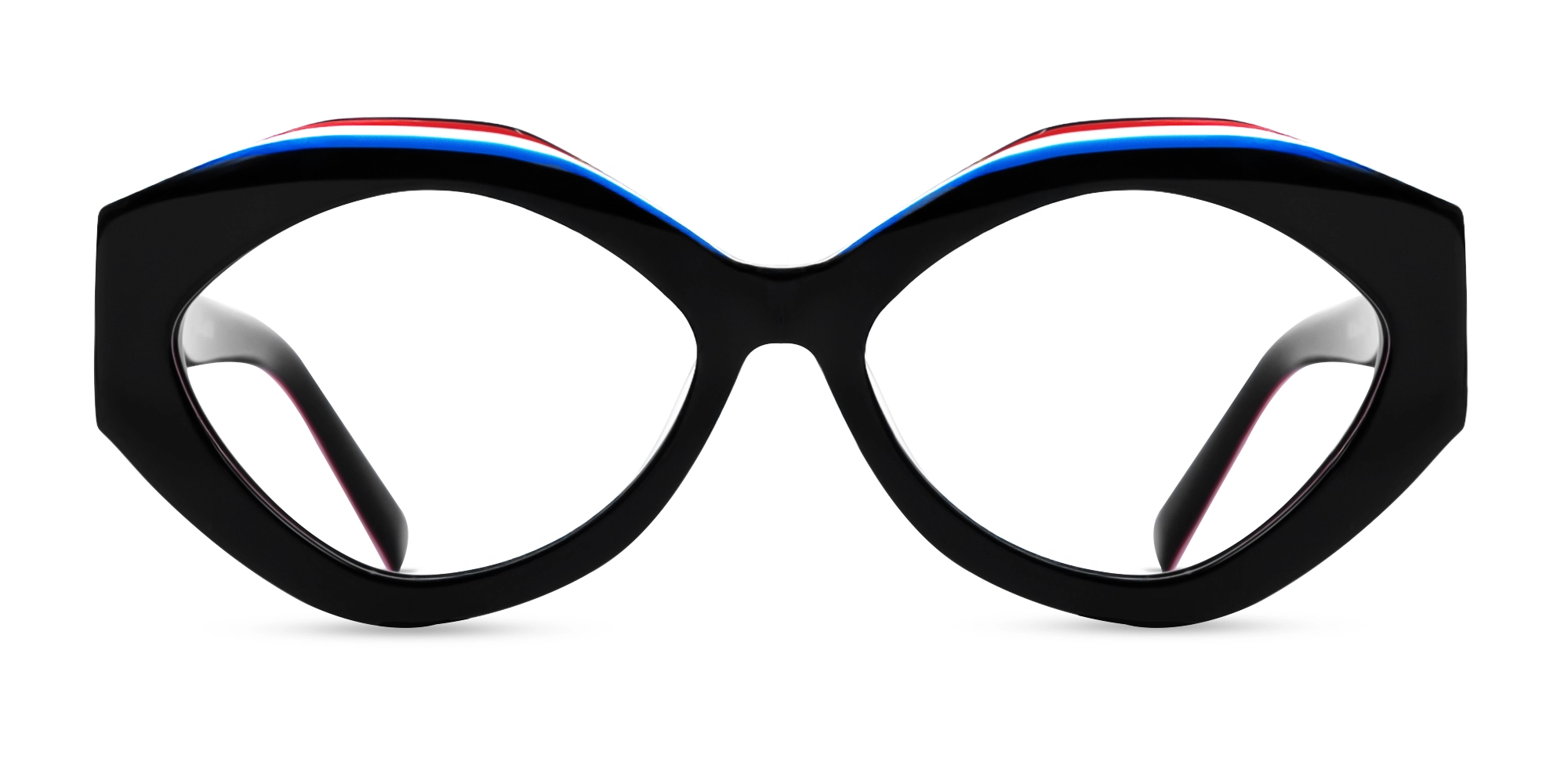 Black Large Acetate Cat-Eye Glasses Black Large Acetate Cat-Eye Glasses