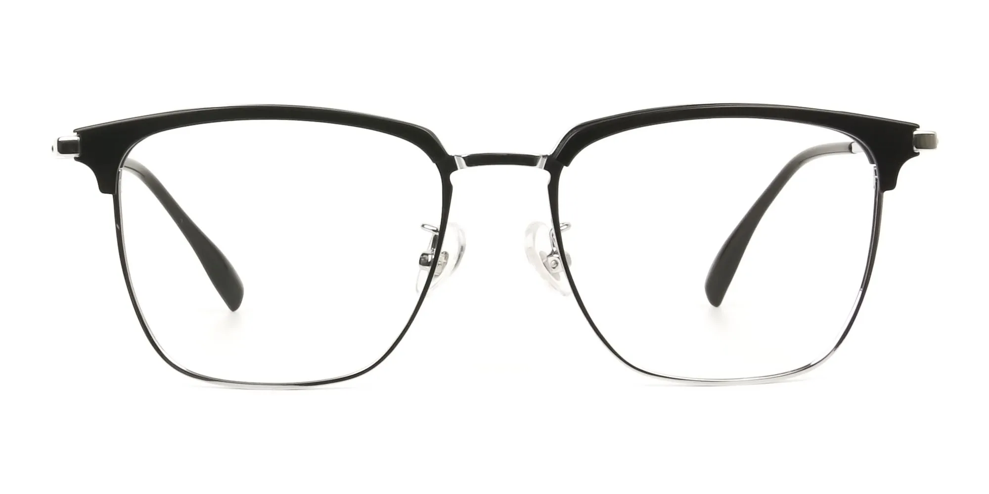 A14002F/3 - Square Browline Black & Silver Optical Glasses