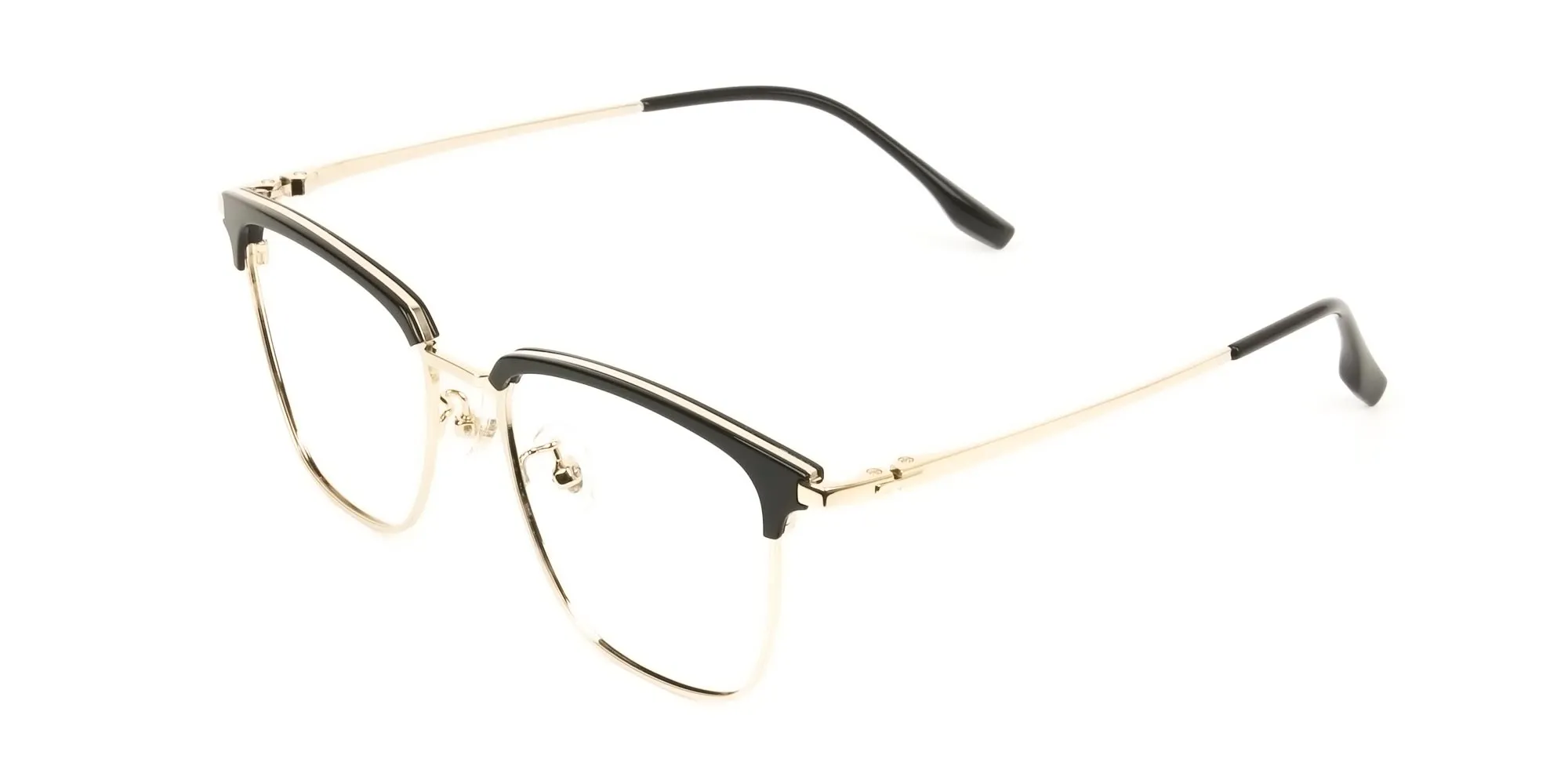 Square Black & Gold Browline Glasses - 3