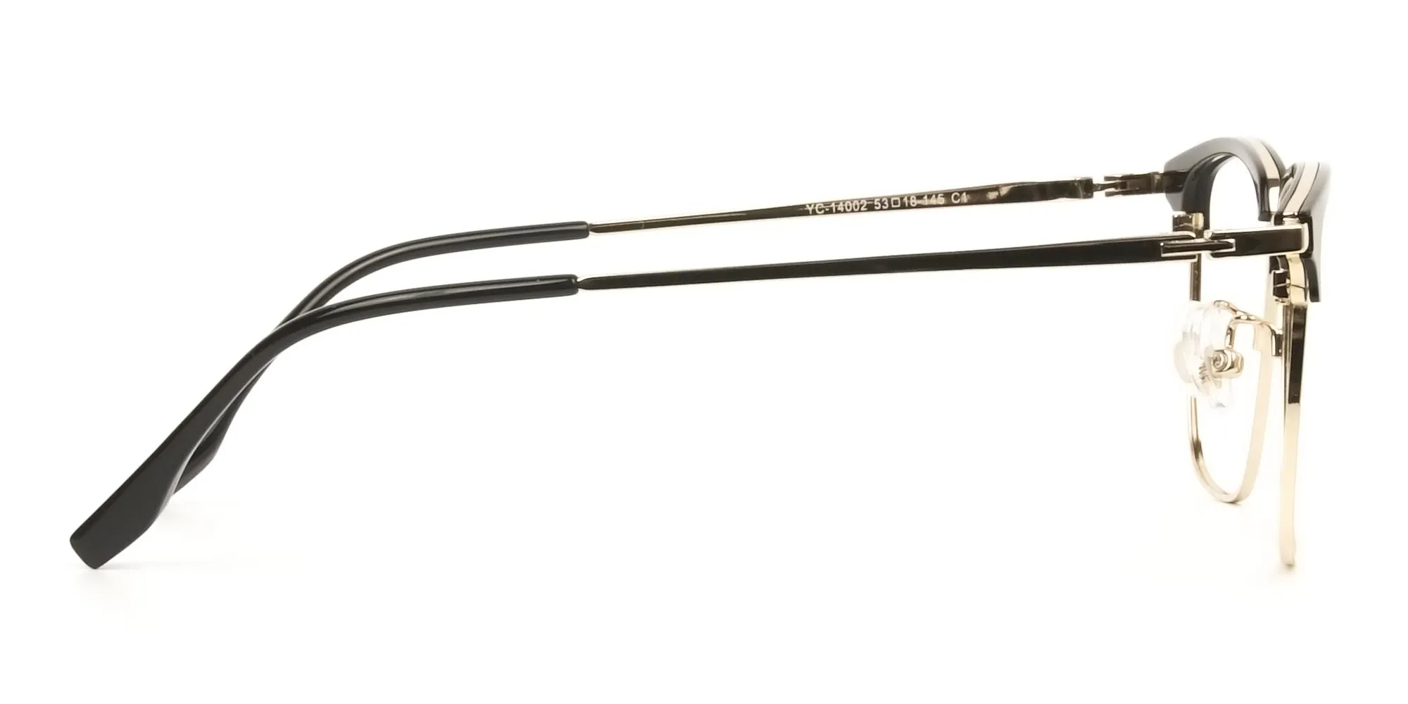 Square Black & Gold Browline Glasses - 4