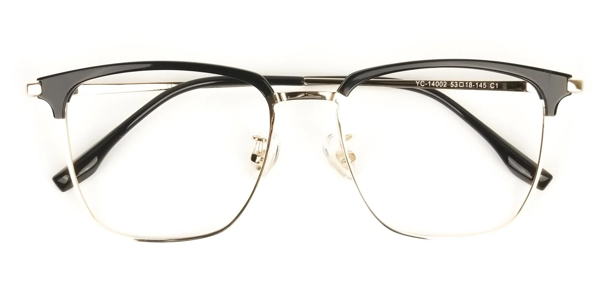 Square Black & Gold Browline Glasses - 6