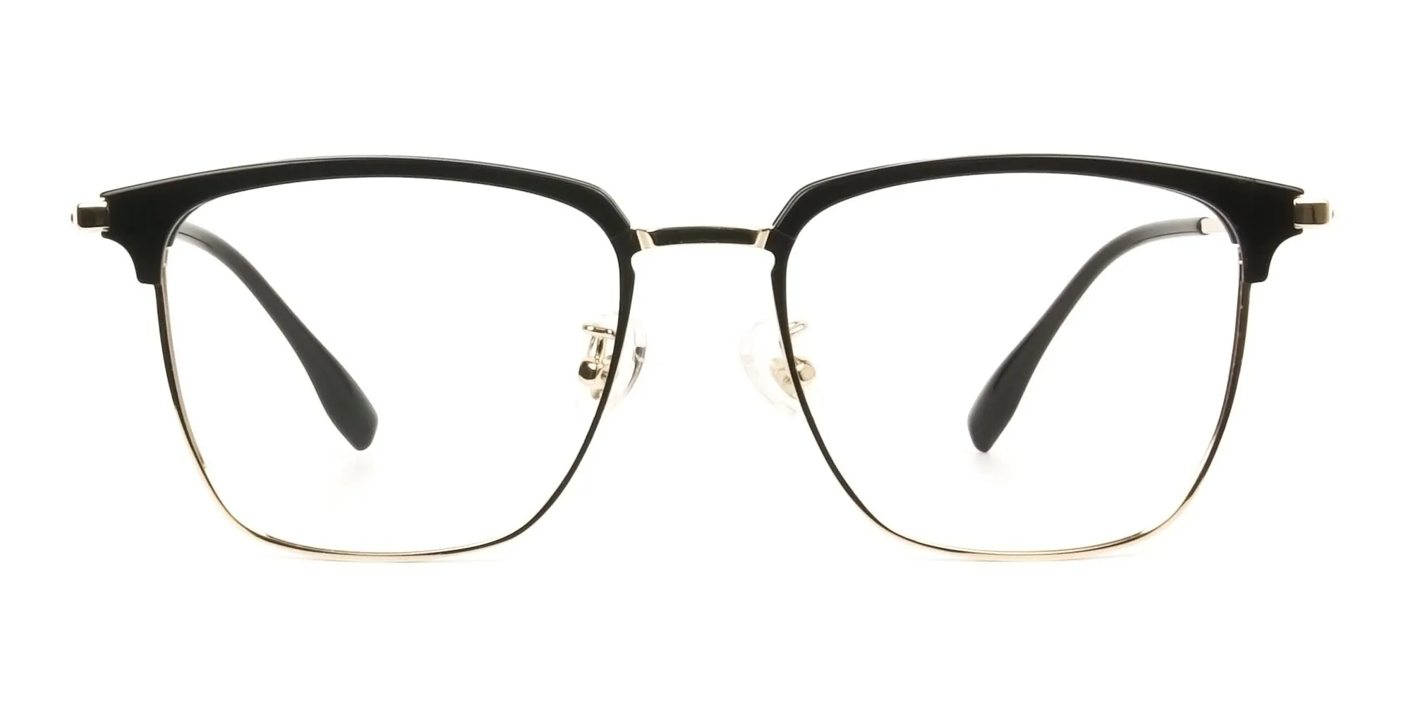 Square Black & Gold Browline Glasses - 1