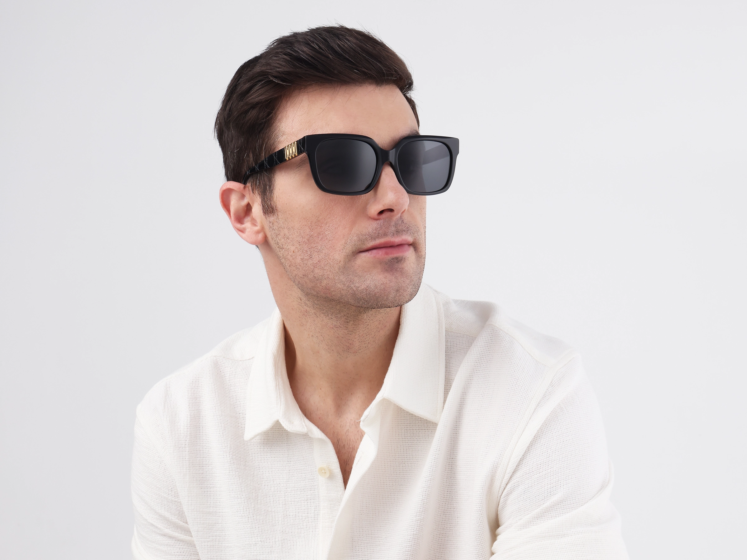 Square Full Rim Dark Grey Tinted Sunglasses