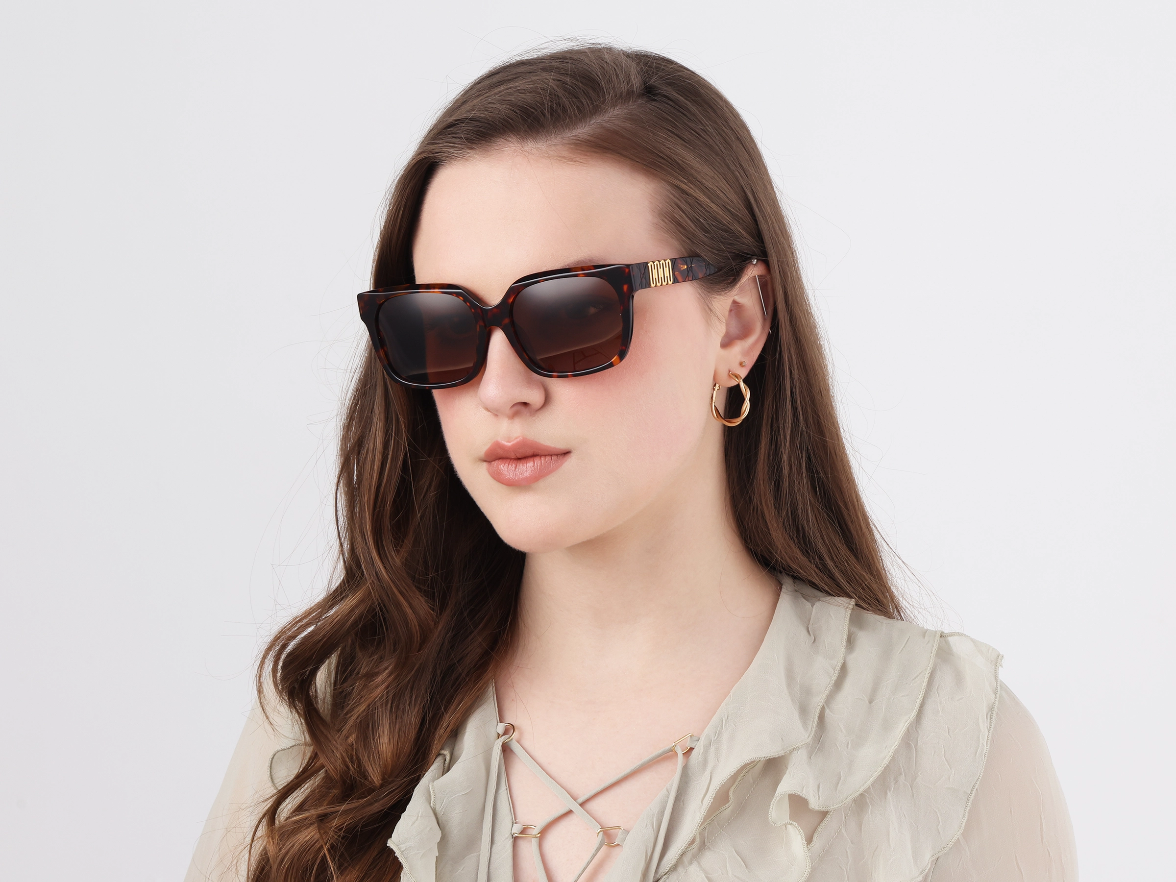 Square Full Rim Brown Tinted Sunglasses