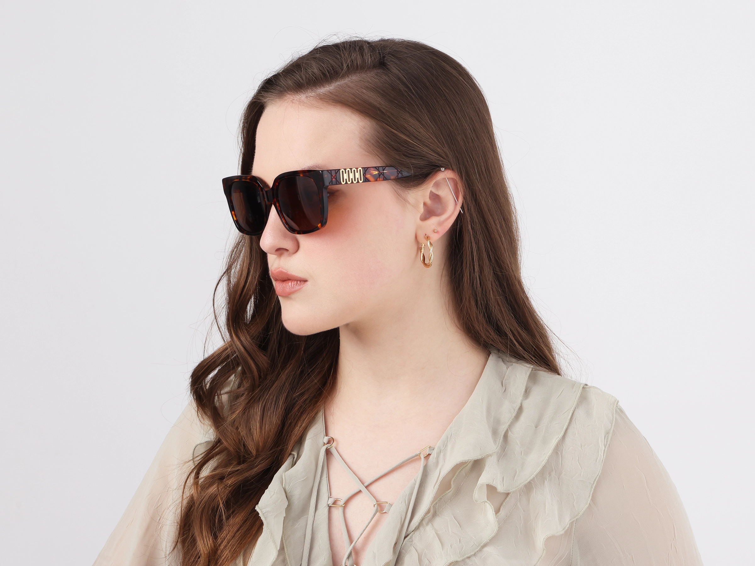 Square Full Rim Brown Tinted Sunglasses
