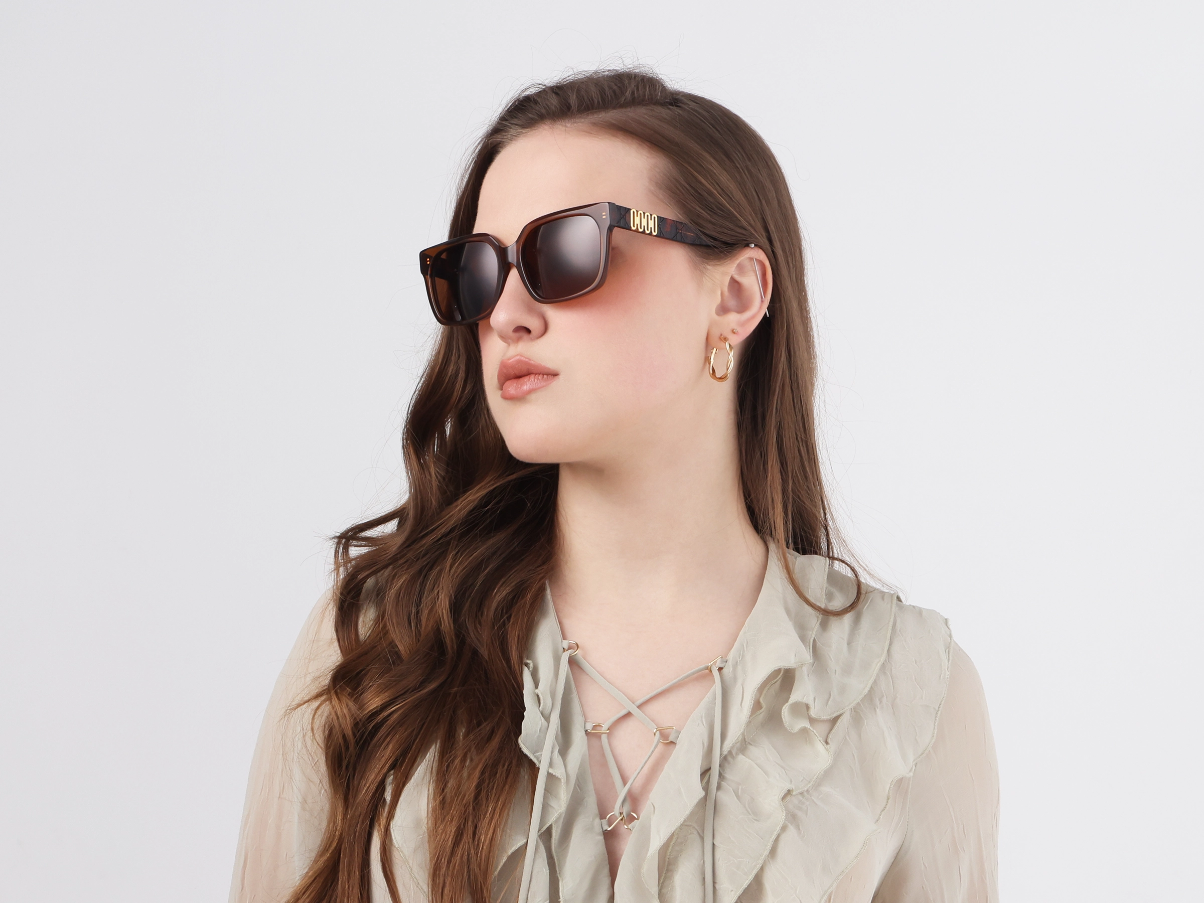 Square Acetate Frame With Brown Tint Sunglasses