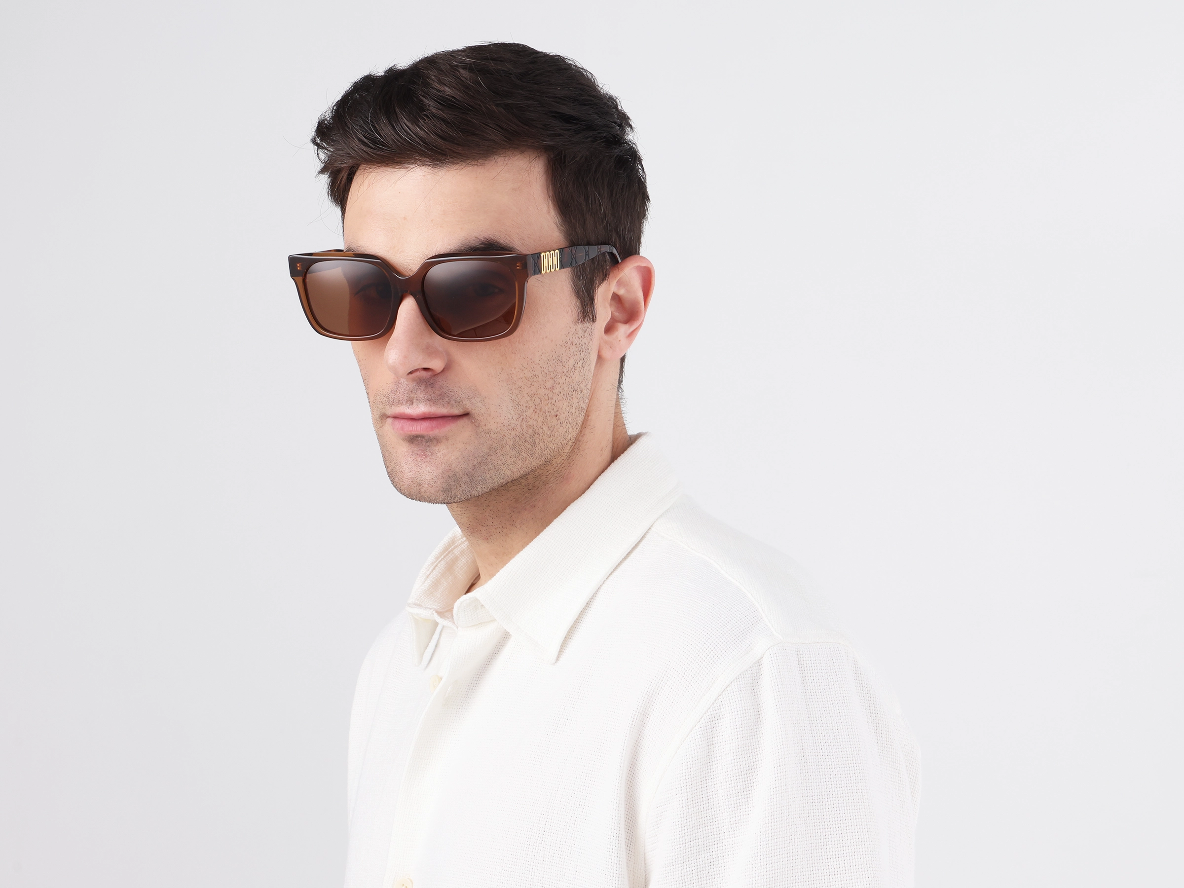 Square Acetate Frame With Brown Tint Sunglasses