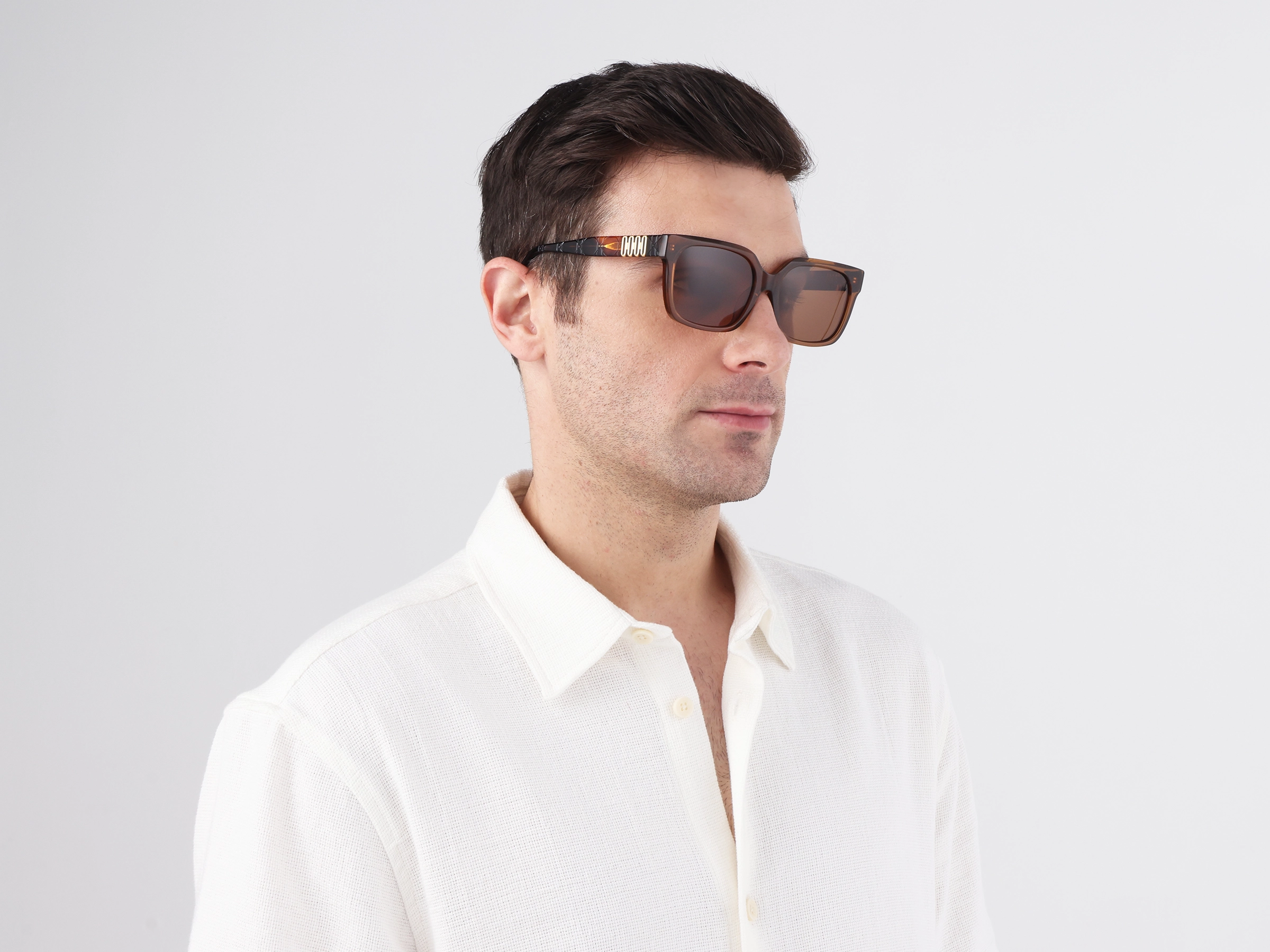 Square Acetate Frame With Brown Tint Sunglasses