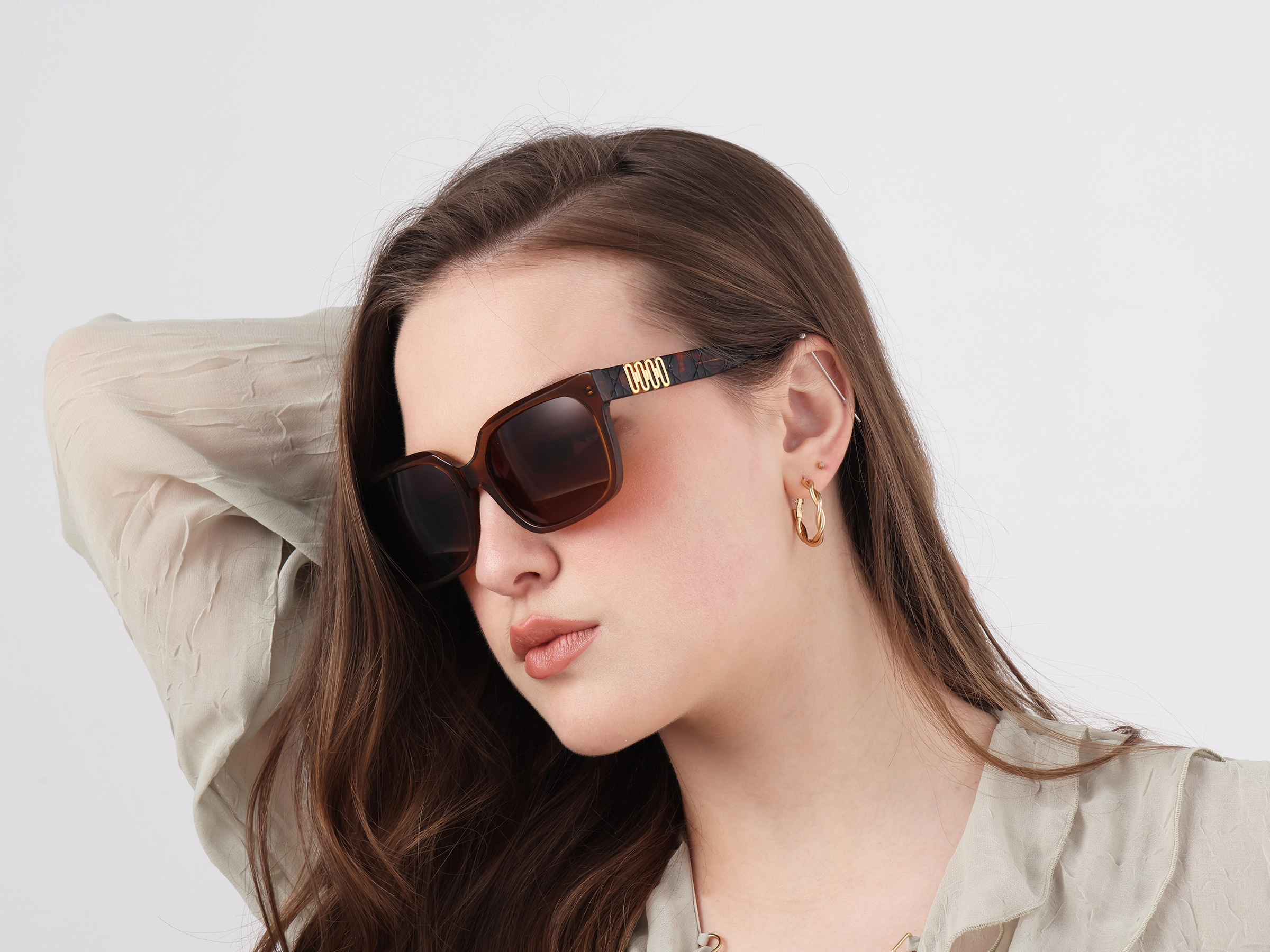 Square Acetate Frame With Brown Tint Sunglasses