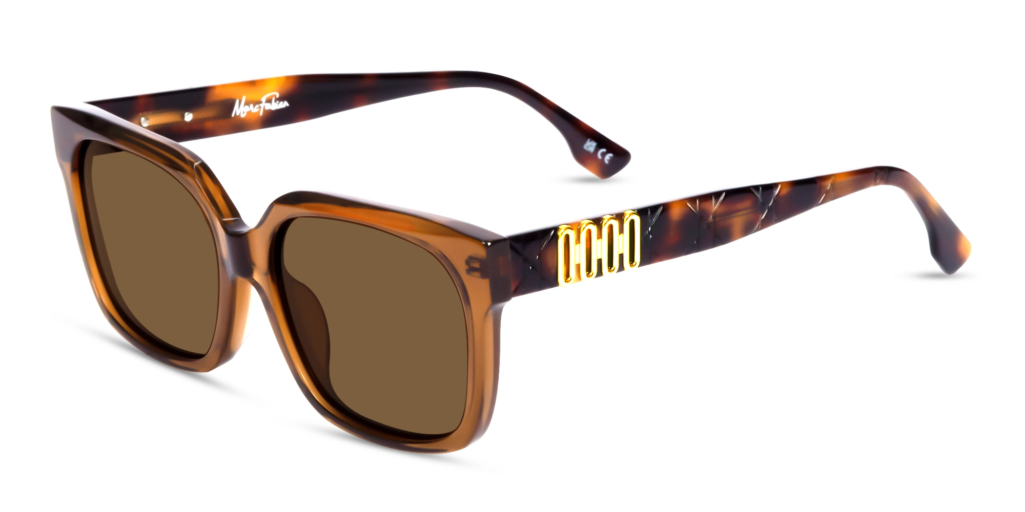 Square Acetate Frame With Brown Tint Sunglasses