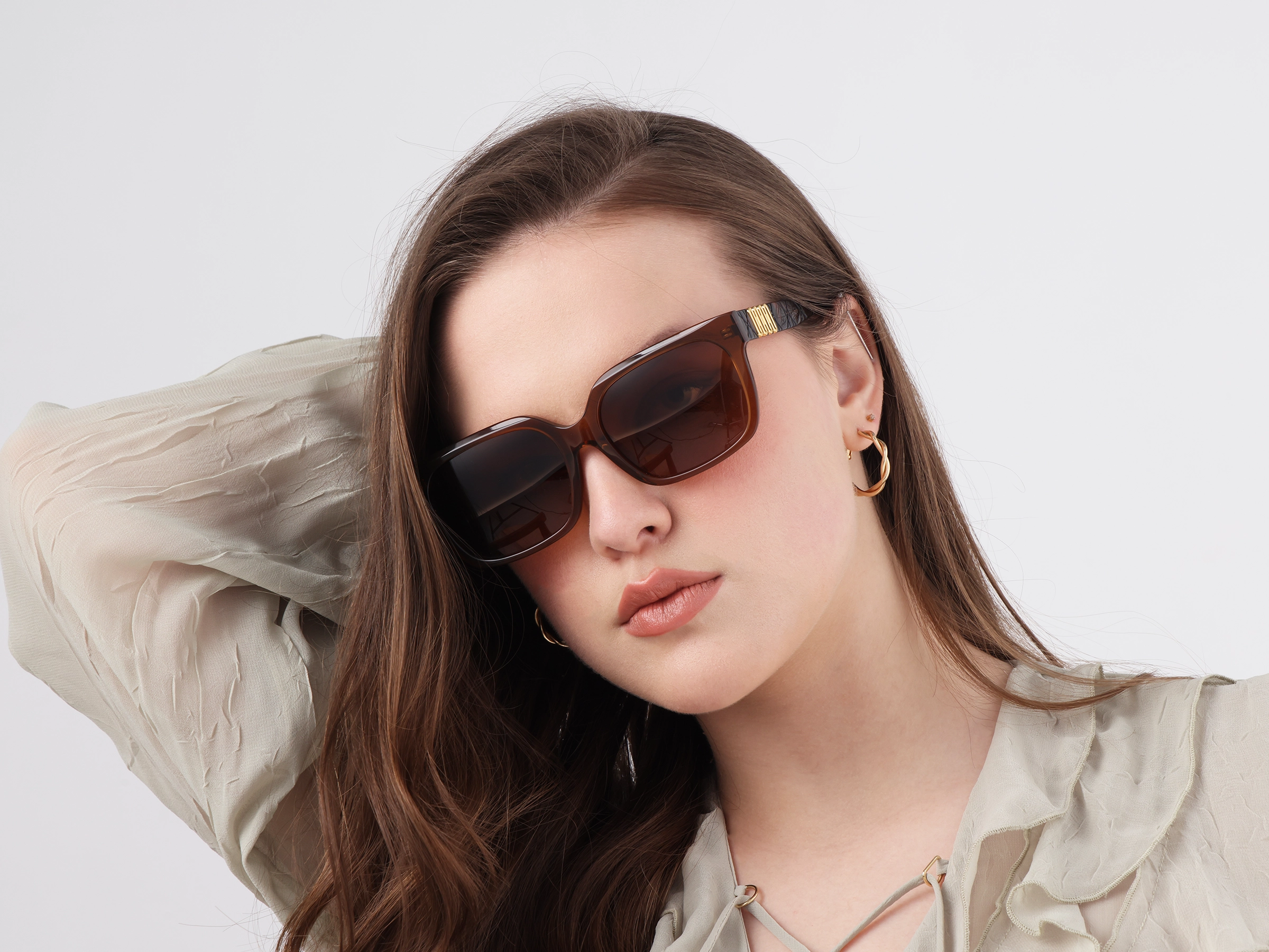 Square Acetate Frame With Brown Tint Sunglasses