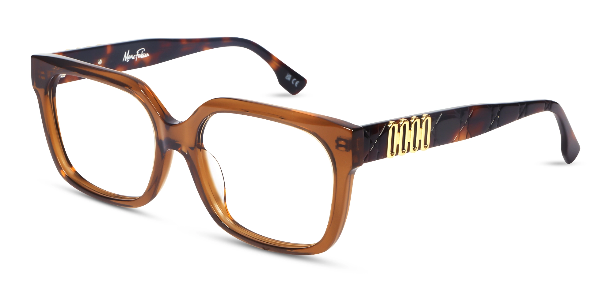 Brown Marble Oversized Square Glasses