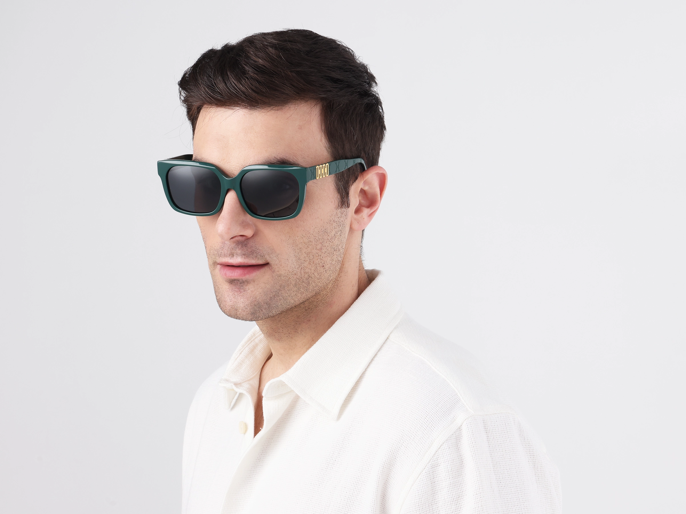 Square Full-Rim Dark Grey Tint Sunglasses